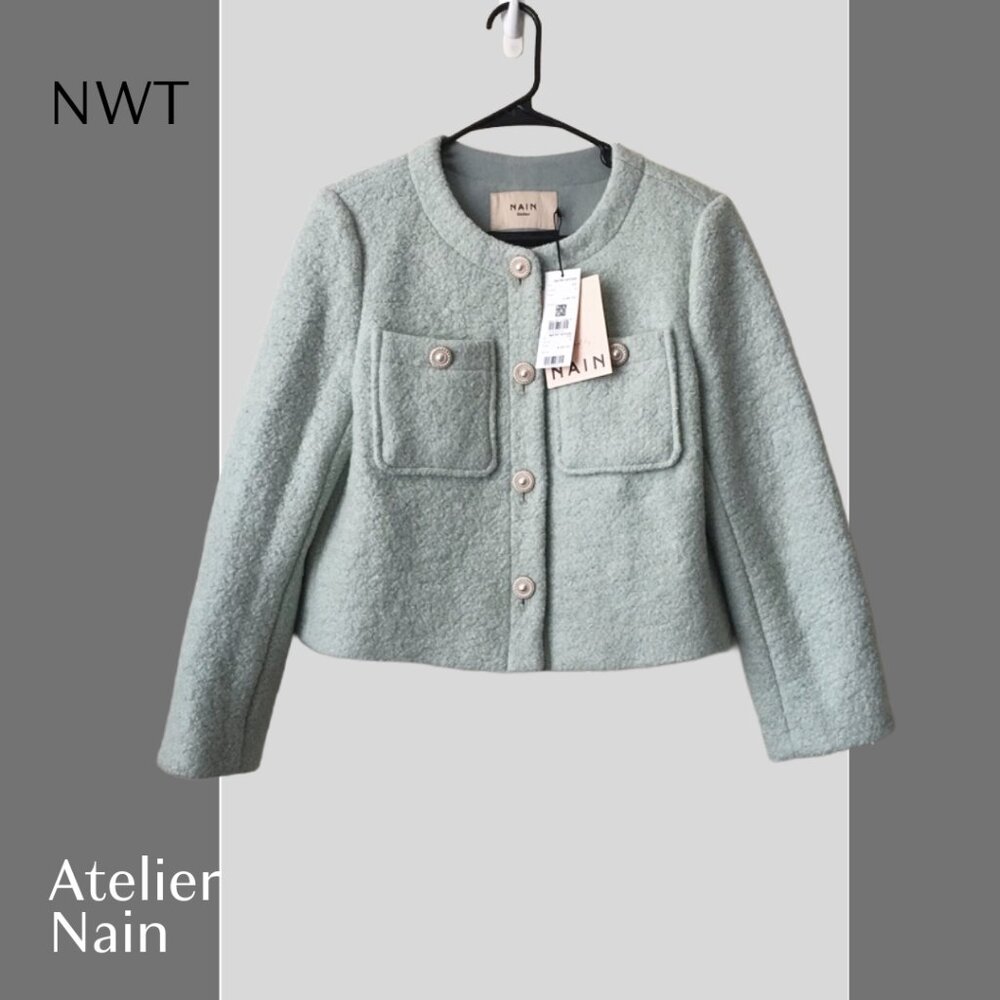 NWT NAIN ATELIER Premium Crop Wool Blend Blazer, Sz S